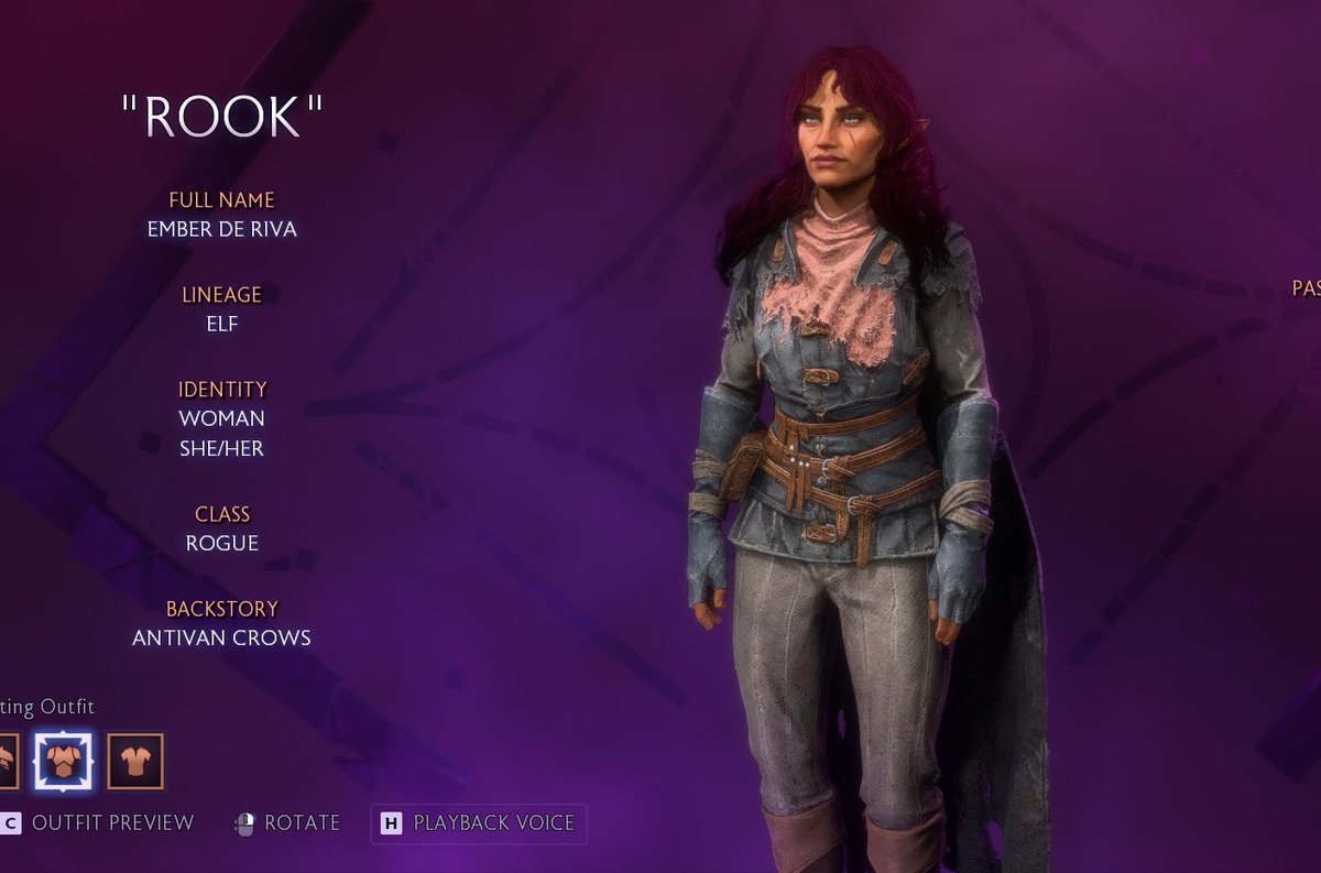 lavellan22's tweet photo. Okay finally! My first Rook, Ember de Riva! #RookReveal https://t.co/nLQjo6OjYU