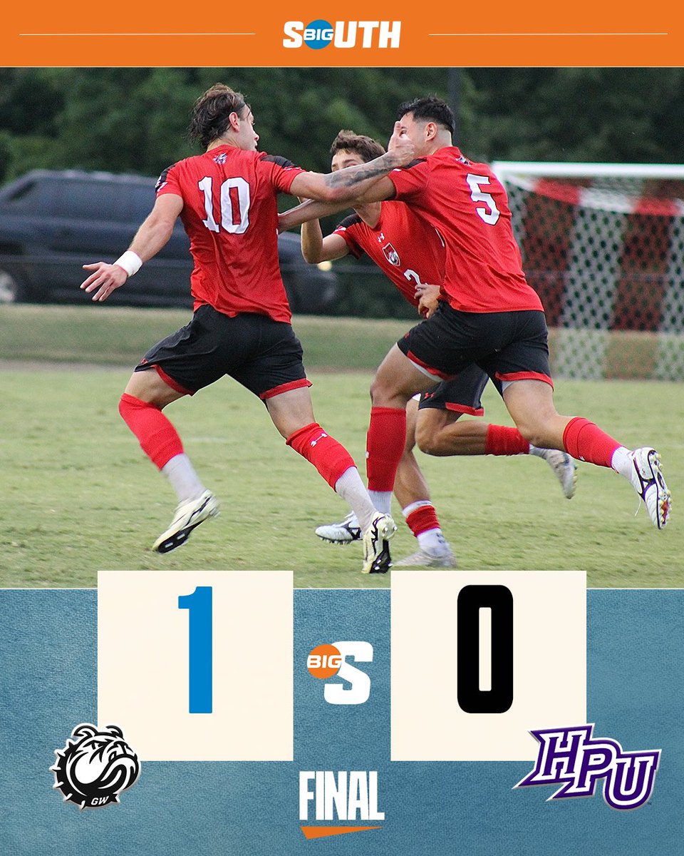 BigSouthSports's tweet photo. 𝗛𝗜𝗦𝗧𝗢𝗥𝗬 𝗠𝗔𝗗𝗘. 🐶
 
Gardner-Webb upsets No. 11/2 High Point and snaps the nation’s longest win streak!  
#BigSouthMSOC | @GWUsoccer https://t.co/8t0QkqwpRK