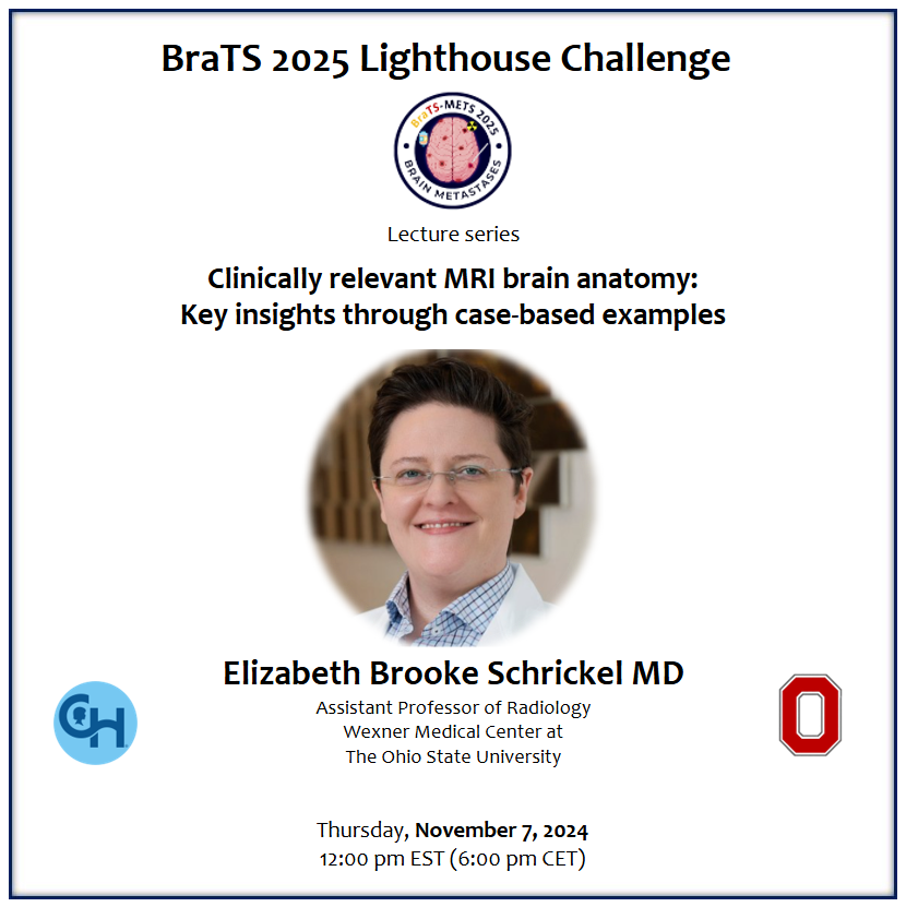 BraTS 2025 Lighthouse Challenge (@brats_mets_2025) on Twitter photo <a href="/BrookeSchrickel/">Brooke Schrickel</a> will be discussing MRI brain anatomy with case-based examples. We welcome you to join us next week!
<a href="/OSURadiology/">Ohio State Radiology</a>
#MedTwitter #medicalresearch #MedicalEducation #futureradres #radiology #neuroanatomy #NeuroRad #Neurology #AI #Cancer #brain <a href="/BrookeSchrickel/">Brooke Schrickel</a> will be discussing MRI brain anatomy with case-based examples. We welcome you to join us next week!
<a href="/OSURadiology/">Ohio State Radiology</a>
#MedTwitter #medicalresearch #MedicalEducation #futureradres #radiology #neuroanatomy #NeuroRad #Neurology #AI #Cancer #brain