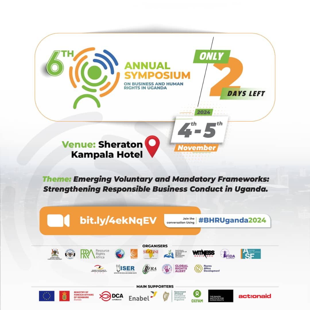 Did you know that Uganda is the 3rd country in Africa to adopt the National Action Plan on Business and Human Rights? The others are Kenya and Nigeria.
<a href="/Mglsd_UG/">Ministry of Gender, Labour and Social Development</a> <a href="/ISERUganda/">ISER Uganda</a> <a href="/UccaUg/">UCCA_Ug</a> <a href="/DKinUganda/">Denmark in Uganda</a> <a href="/UHRC_UGANDA/">Uganda Human Rights Commission (UHRC)</a> <a href="/witness_radio/">Witness Radio - Uganda</a> <a href="/EUinUG/">EU in Uganda</a> <a href="/EnabelinUganda/">Enabel in Uganda</a> <a href="/OxfaminUganda/">Oxfam in Uganda</a> <a href="/graUganda/">Global Rights Alert</a> <a href="/nbstv/">NBS Television</a>