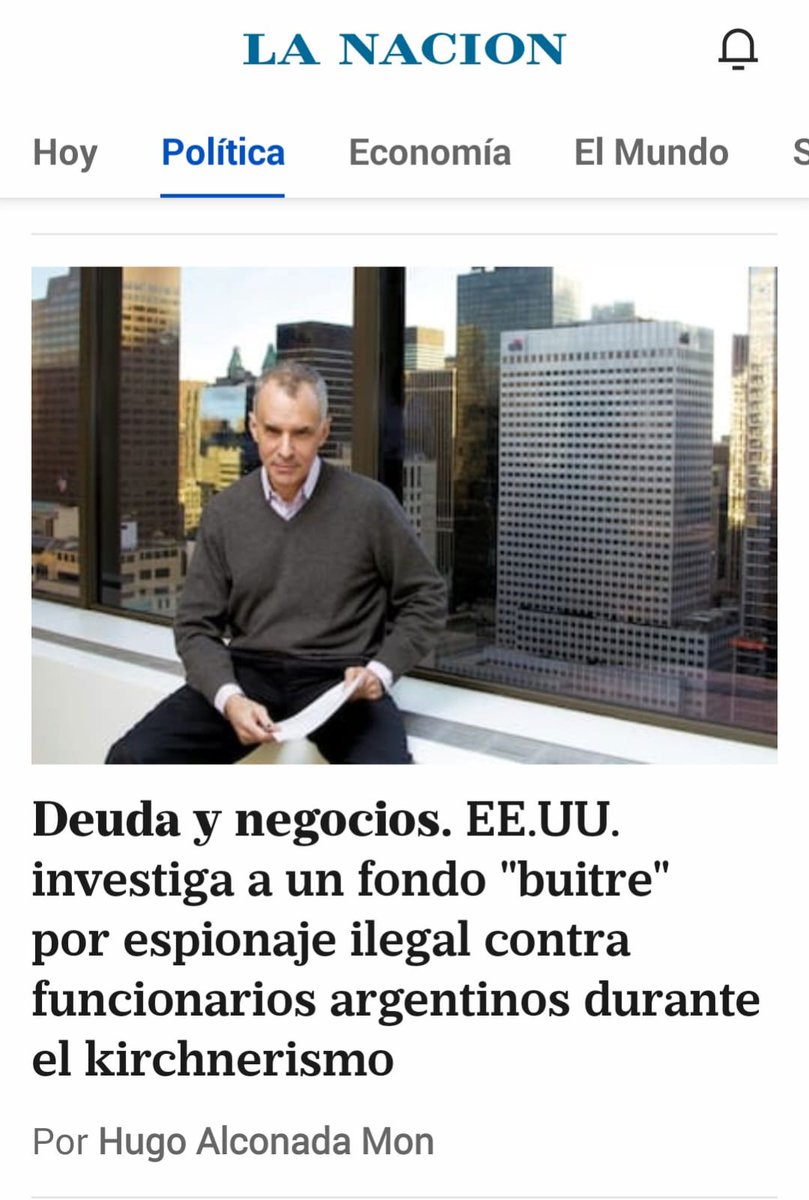 MoreauLeopoldo's tweet photo. Esta información no la transmite ni un medio ni un periodista afín al kirchnerismo.Pero es un elemento más que contundente que confirma lo que reiteradamente sospechamos y denunciamos. Esta investigación de una fiscalía de Estados Unidos recae sobre uno de los engranajes que los fondos buitre, liderados por Paul Singer, utilizaron para extorsionar a la Argentina y al Gobierno de Cristina Kirchner para cobrarse una deuda ilegítima. En estas operaciones y hostilidades contra el país, Singer también se sumó a Cambridge Analytica, tal como nos confirmó personalmente la periodista Carole Cadwalladr del diario The Guardian y a agentes israelíes. Conformaron una TaskForce que fue la responsable, entre otras acciones, de desparramar, con la colaboración de medios locales, noticias falsas a troche y moche, como por ejemplo que Nilda Garré y Máximo Kirchner tenían una cuenta de 40 millones de dólares en un banco de Estados Unidos o que Cristina tenía fondos depositados en las Islas Seychelles, a lo que hay que agregar los famosos containers que llevaron a agujerear la Patagonia. Pero la operación de Singer y sus secuaces fue más allá. Hicieron coincidir su voracidad por quedarse con dólares que no le pertenecían con conflictos geopolíticos. Y asi es como demonizaron al acuerdo con Irán destinado a esclarecer los atentados en la Argentina y hasta llegaron a transformar el suicidio de Nisman en la delirante teoría de un asesinato. Por supuesto, todo esto también sirvió para la campaña  que culminó con el triunfo de Macri, que pocos meses después de asumir le pagó a los fondos buitre y a Singer, no sólo hasta el ultimo dólar, sino incluso un poco más de lo que pedían en concepto de honorarios de una campaña electoral que debe haber sido la más cara de la historia del mundo. Asi engañaron al pueblo argentino. Pero lo que es aún peor, asi es como deformaron la realidad y llenaron de odio a un sector de la sociedad que se suicidó instalando la derecha en el gobierno. Seguiremos trabajando para que se sepa la verdad completa