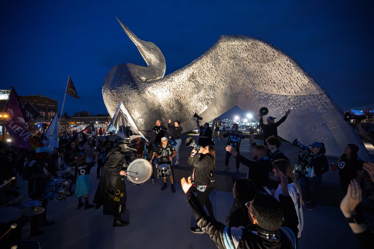 MNWonderwall's tweet photo. It's the playoffs and we're hyped! Our supporters groups are meeting at the loon at 6:45pm on Saturday to march in together! All are welcome to join! 

#MNUFC
#COYL

Photo credit: Seth Steffenhagan https://t.co/s6TvqWj2OU