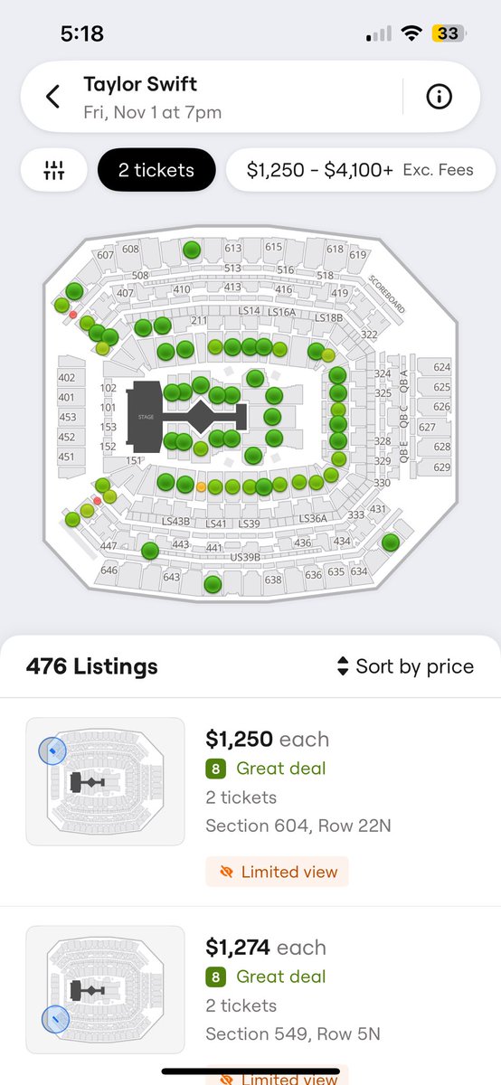 alyssabozin's tweet photo. The fact that there’s still 476 tickets available that are so expensive is absolutely wild #ErasTourIndy https://t.co/UiuvM6CqLA