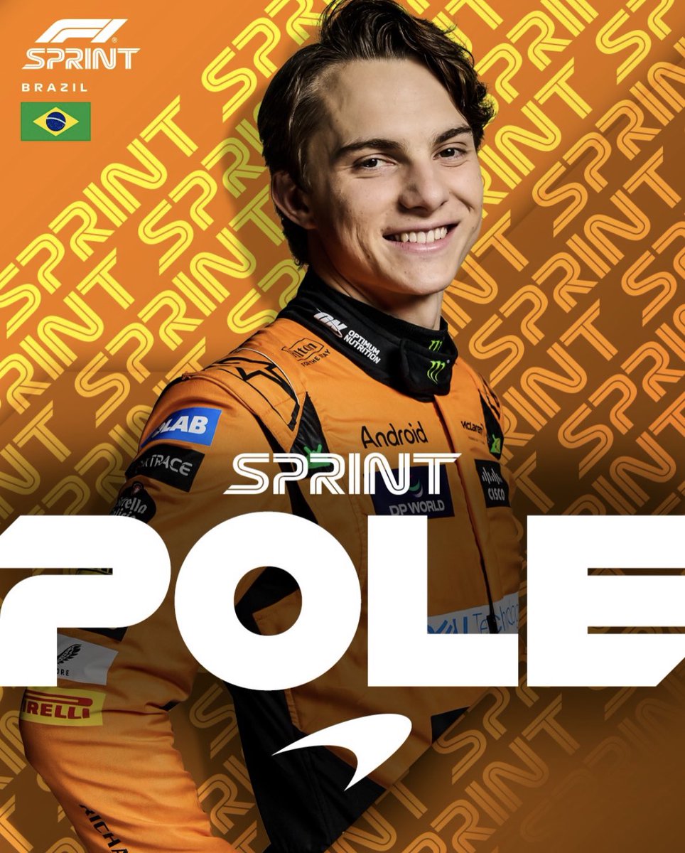 AussieF1Updates's tweet photo. Sprint Qualifying Results 🏁

In the very early hours of the morning he’s done it!

OSCAR PIASTRI TAKES POLE!

A narrow margin is good enough to see our Aussie on top after Friday!

Oscar Piastri- P1 🥇
#brazilgp #BrazilianGP #f1 #piastri #McLaren #Norris #Verstappen #redbull #Leclerc #ferrari