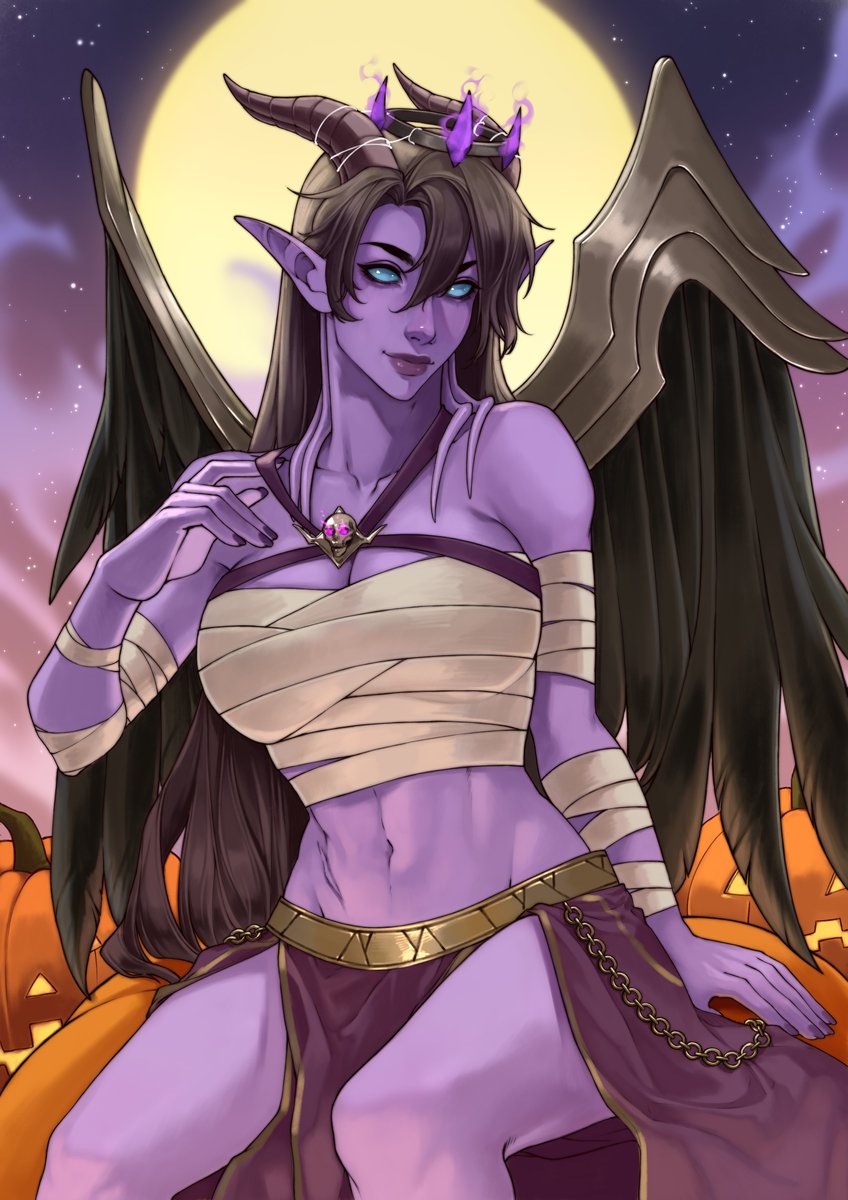 A little late to the party, but here is my latest commissioned piece of the hatnei, dressing up as a fallen angel for Hallow's End! This was done by <a href="/AnnaSassiArt/">AnnaSassiArt</a>  who did an amazing job making my hatnei look this pretty~
#OC #Hatnei #Warcraft #Commissioned #Halloween
#HallowsEnd