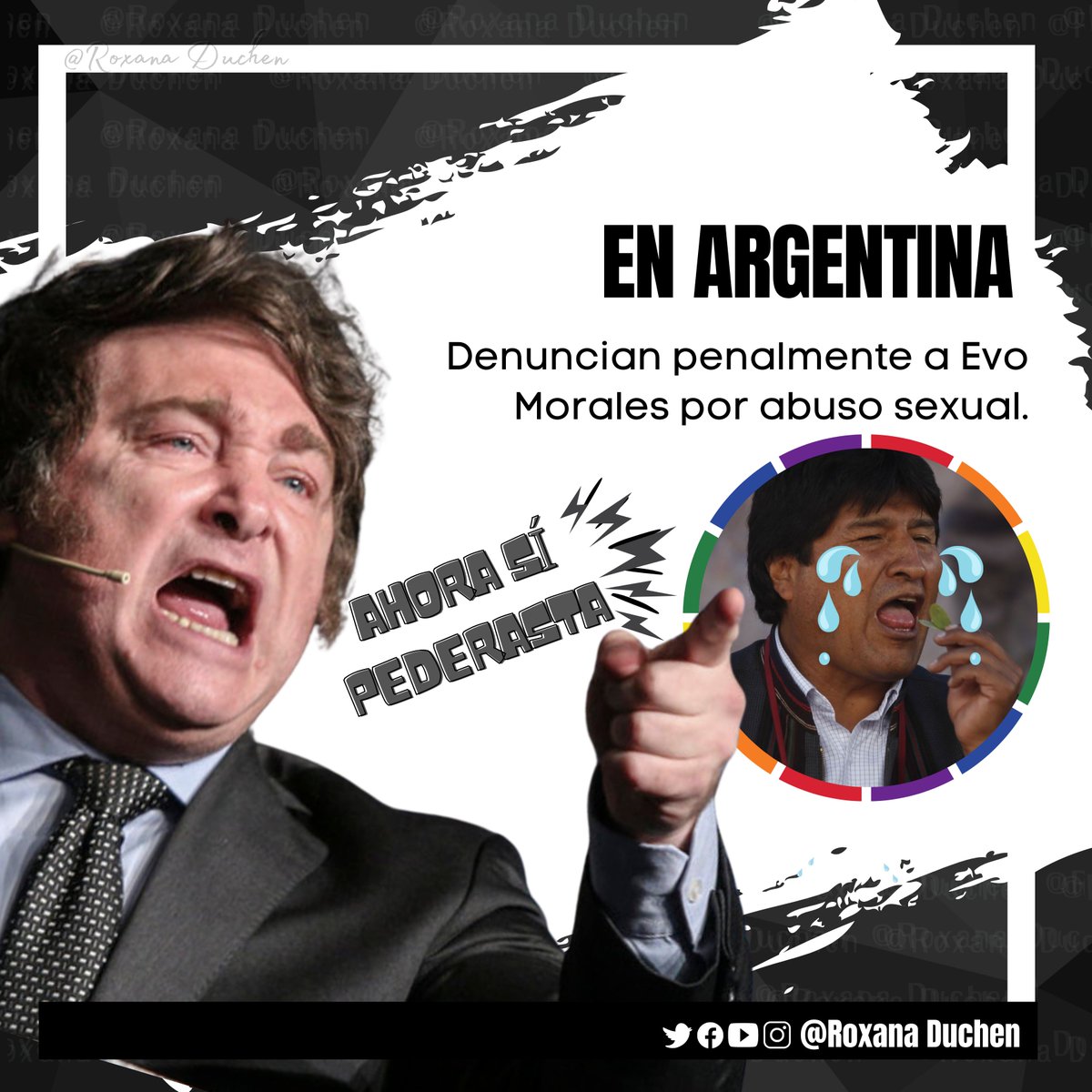 RoxanaDuchen's tweet image. Una buena noticia!
En Argentina🇦🇷 denuncian a #EvoPederasta 
Respaldados por testimonios y publicaciones periodísticas que citan esos casos, se basan en los artículos 145 bis, 145 ter, 119 y 120 del Código Penal Argentino para procesarlo por abuso sexual.…