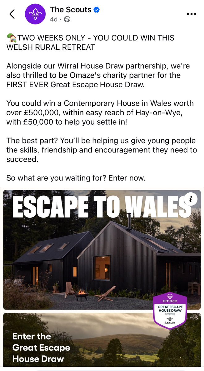 DaiBanjo's tweet photo. @scouts  this 'win a holiday home in Wales'   competition you are running is truly insensitive to people of Wales.  lost a lot of respect for you for this.  #walesisnotforsale https://t.co/uTqP5ESR8p