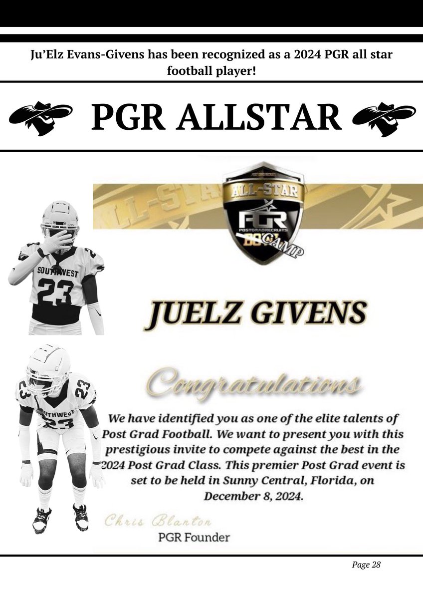 Southwest Raiders Football (@swraidersfb) on Twitter photo <a href="/edgerusherjuelz/">Ju’Elz “JG” Givens Evans</a> was a gamer this season! The work didn’t go unnoticed <a href="/PGR_MediaM/">PGR_MediaM</a> <a href="/PostGradRecruit/">PostGradRecruits INC.</a> <a href="/edgerusherjuelz/">Ju’Elz “JG” Givens Evans</a> was a gamer this season! The work didn’t go unnoticed <a href="/PGR_MediaM/">PGR_MediaM</a> <a href="/PostGradRecruit/">PostGradRecruits INC.</a>