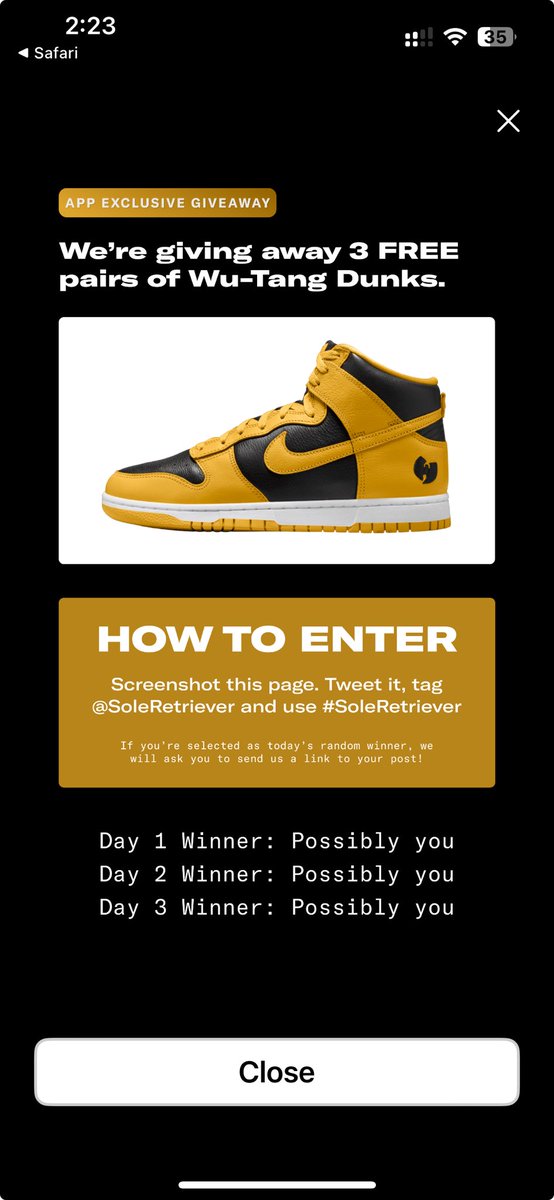 lojo750's tweet photo. ⁦@SoleRetriever⁩ you gotta belong to WIN A FREE TANG. #SOLERETRIEVER https://t.co/nq5v4z01RT