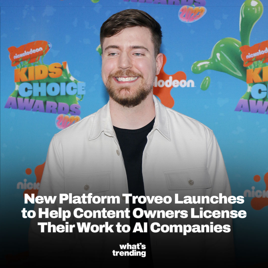 Marty Pesis, who sold Vouch to MrBeast, has launched Troveo to help content owners license their work to AI companies while keeping ownership rights, backed by $4.5 million in seed funding, according to the Hollywood Reporter.