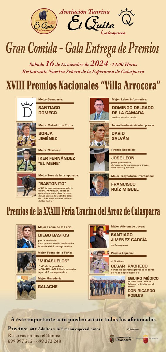 Chicuelinas y Tafalleras (@chicuelina61895) on Twitter photo 📝 ACTUALIDAD
👉 Gala de entrega de premios en Calasparra
chicuelinasytafalleras.com/actualidad/gal… <a href="/AT_ElQuite/">Quite de calasparra</a> <a href="/andressanchez93/">Andres Sanchez</a> <a href="/santidm98/">Santi Domecq</a> <a href="/CarlosDomecqM/">Carlos Domecq</a> <a href="/VictorLuengo/">Victor Luengo</a> 📝 ACTUALIDAD
👉 Gala de entrega de premios en Calasparra
chicuelinasytafalleras.com/actualidad/gal… <a href="/AT_ElQuite/">Quite de calasparra</a> <a href="/andressanchez93/">Andres Sanchez</a> <a href="/santidm98/">Santi Domecq</a> <a href="/CarlosDomecqM/">Carlos Domecq</a> <a href="/VictorLuengo/">Victor Luengo</a>