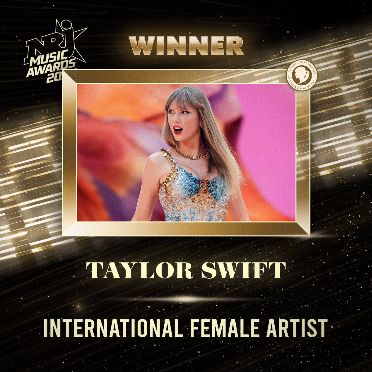 🏆 | Taylor Swift has won “International Female Artist” at the 2024 NRJ Music Awards! 🇫🇷