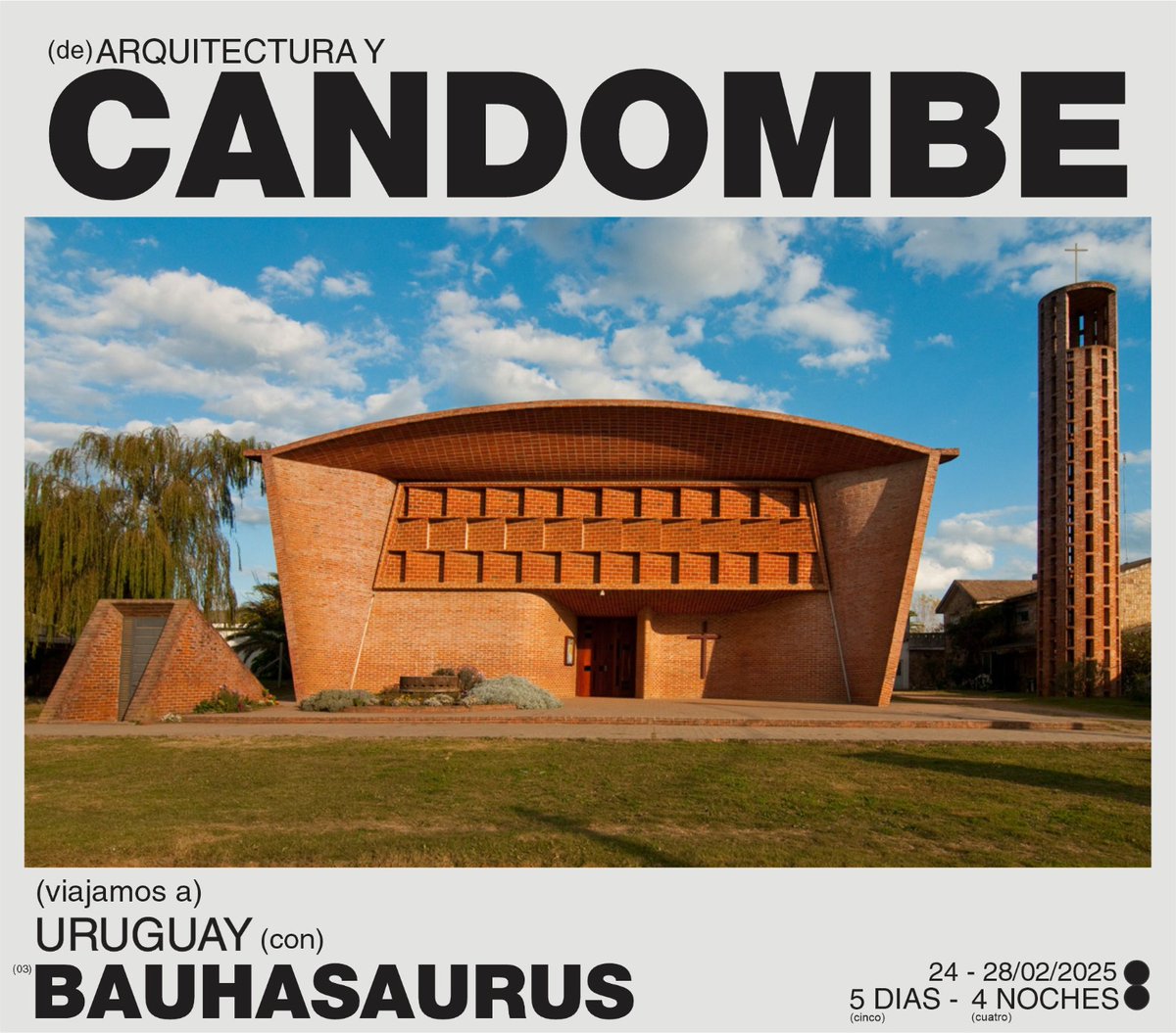 Los invito a cruzar un el Río mas ancho del mundo para conocer la arquitectura y el urbanismo oriental; Se viene Dieste, Terra, Vilamajó y Bonet, el Rio y el Mar, la ciudad vieja y la nueva, la vivienda como derecho.

Se viene "De Arquitectura y Candombe": ¡Se viene URUGUAY!