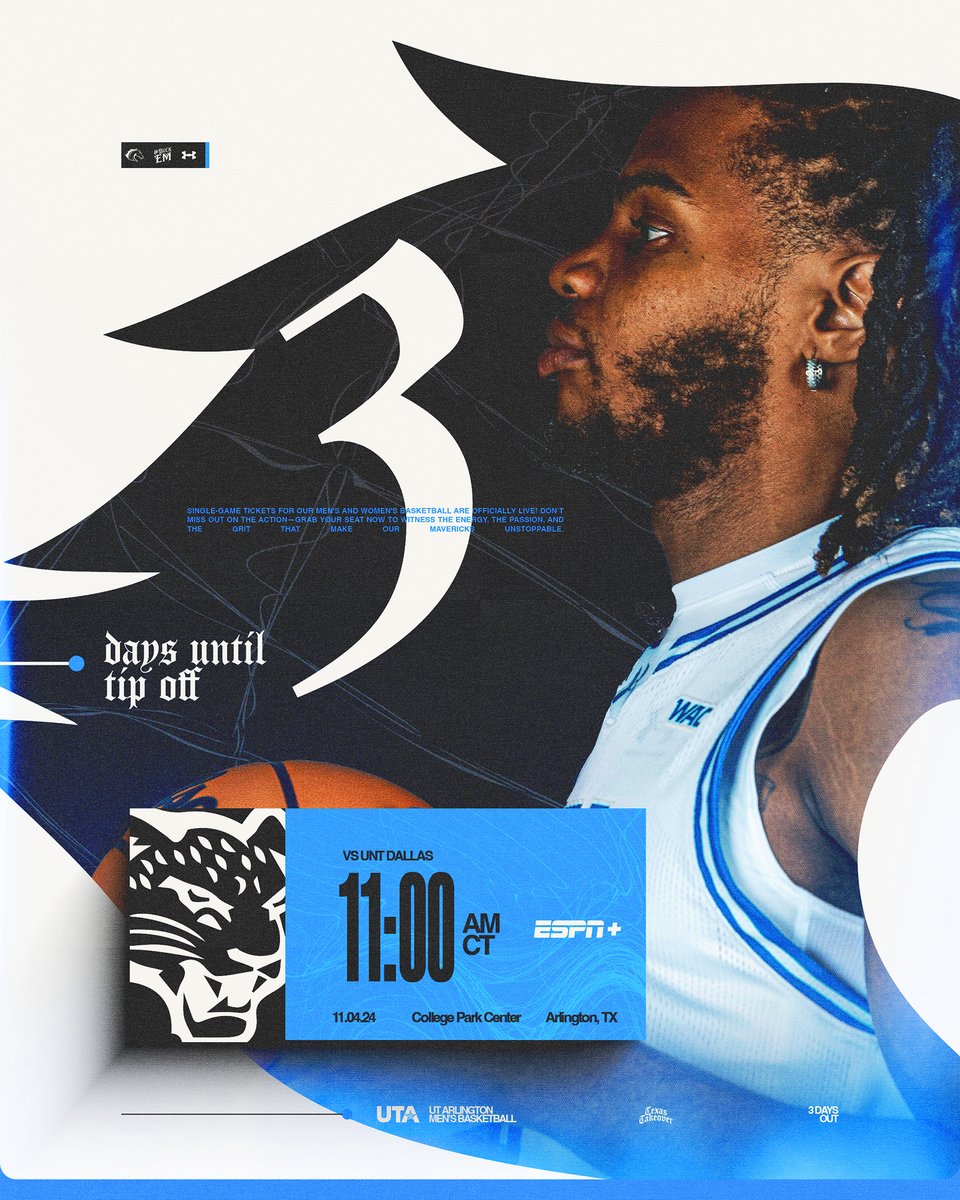 UTAMavsMBB's tweet image. Only 3️⃣ days to go until the season opens at the College Park Center! #BuckEm🏇 | #EmptyTheTank 🪫