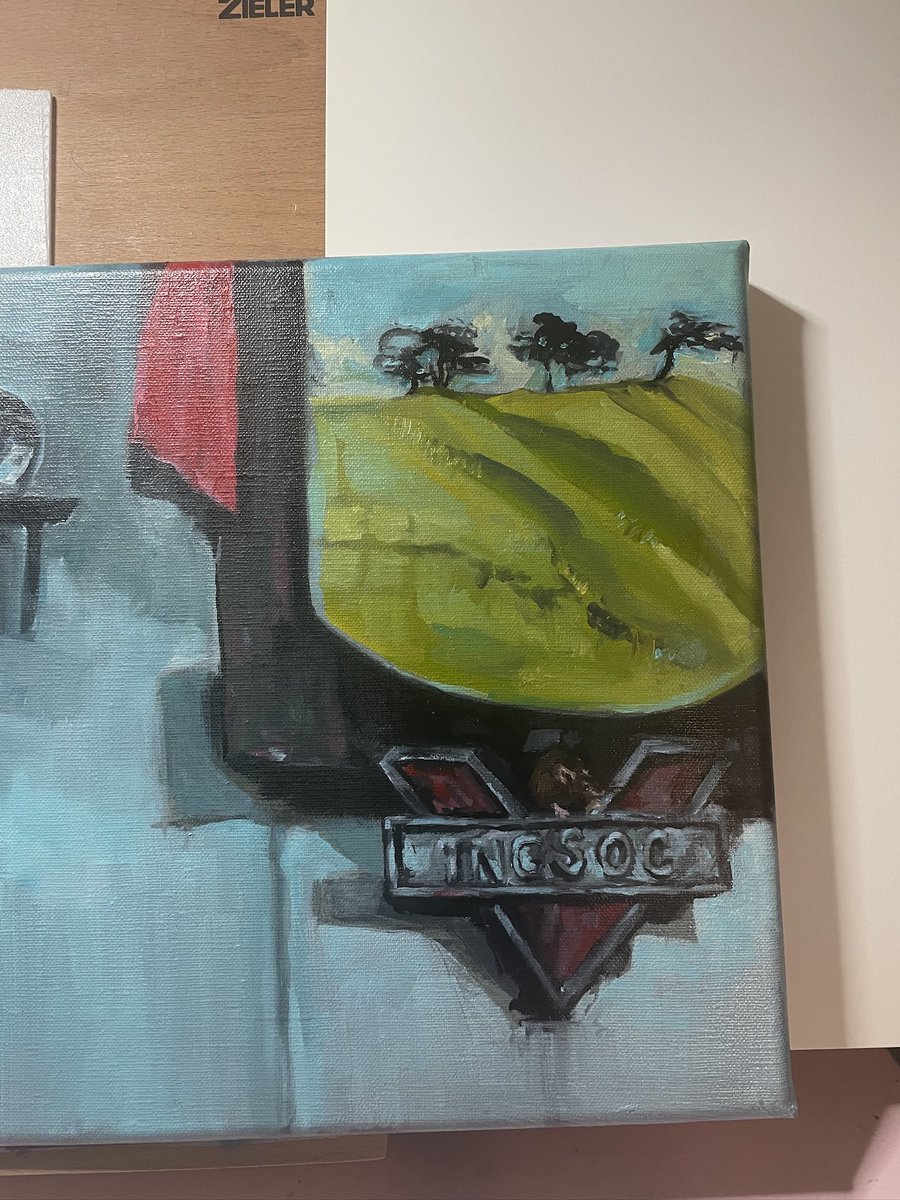 cableclair's tweet photo. the second part of the Room 102 1984 commission, the oil painting version.Oils on linen. #1984 #1984georgeorwell #oilpainting #oilpaintings #bycableclair #byclaartjevanswaaij https://t.co/rqEeTWfsTT