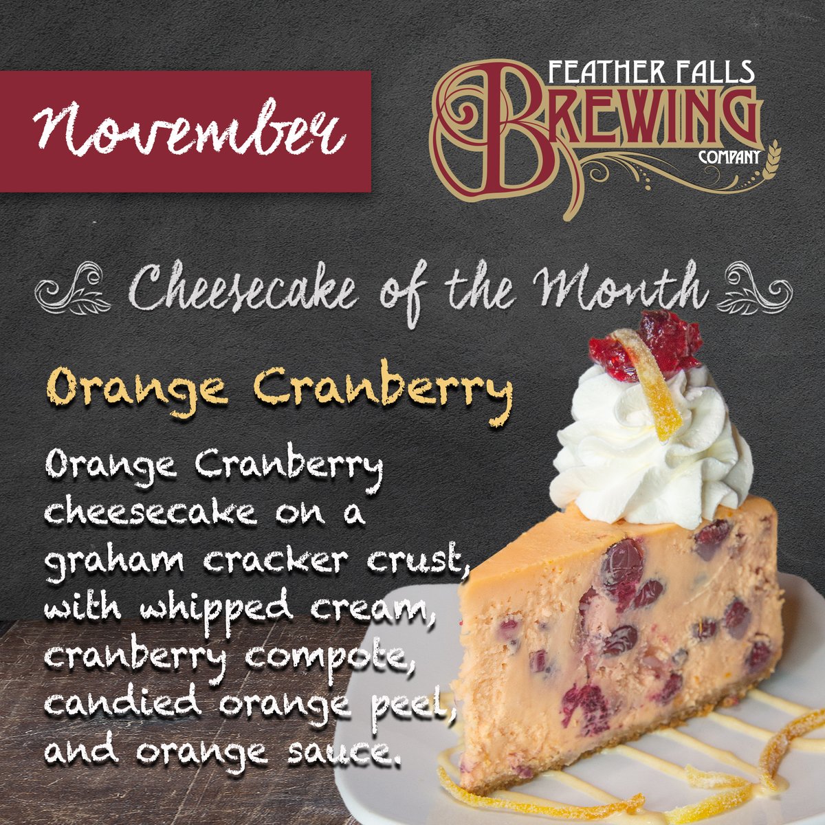 #NovemberSpecials are here! At the Corner Deli enjoy our seasonal caffeinated drinks, served 24/7 to keep you going all day &amp; night. And for a sweet treat, don't miss #FeatherFallsBrewingCo Cheesecake of the Month—a seasonal fav you'll want to savor. Try them all! #FallFlavors