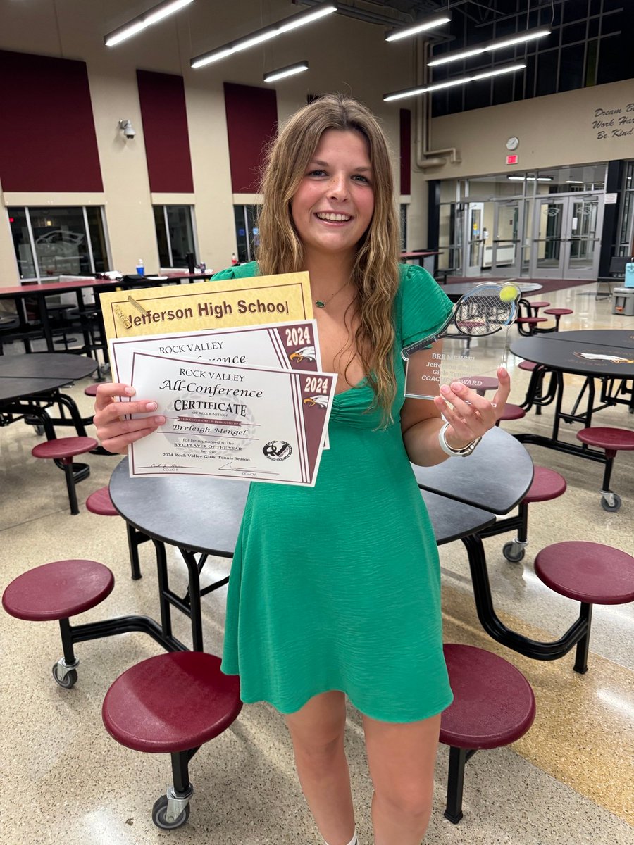 Ended my last tennis season with amazing honors! Humbled to be Rock Valley Conference's Co Player of the Year, 1st Team All Conference and receive the Coaches Award! <a href="/Aerynmessmann/">Aeryn</a> and I ended the season at State, going 21-4. Glad we went out our freshman year for "fun"!