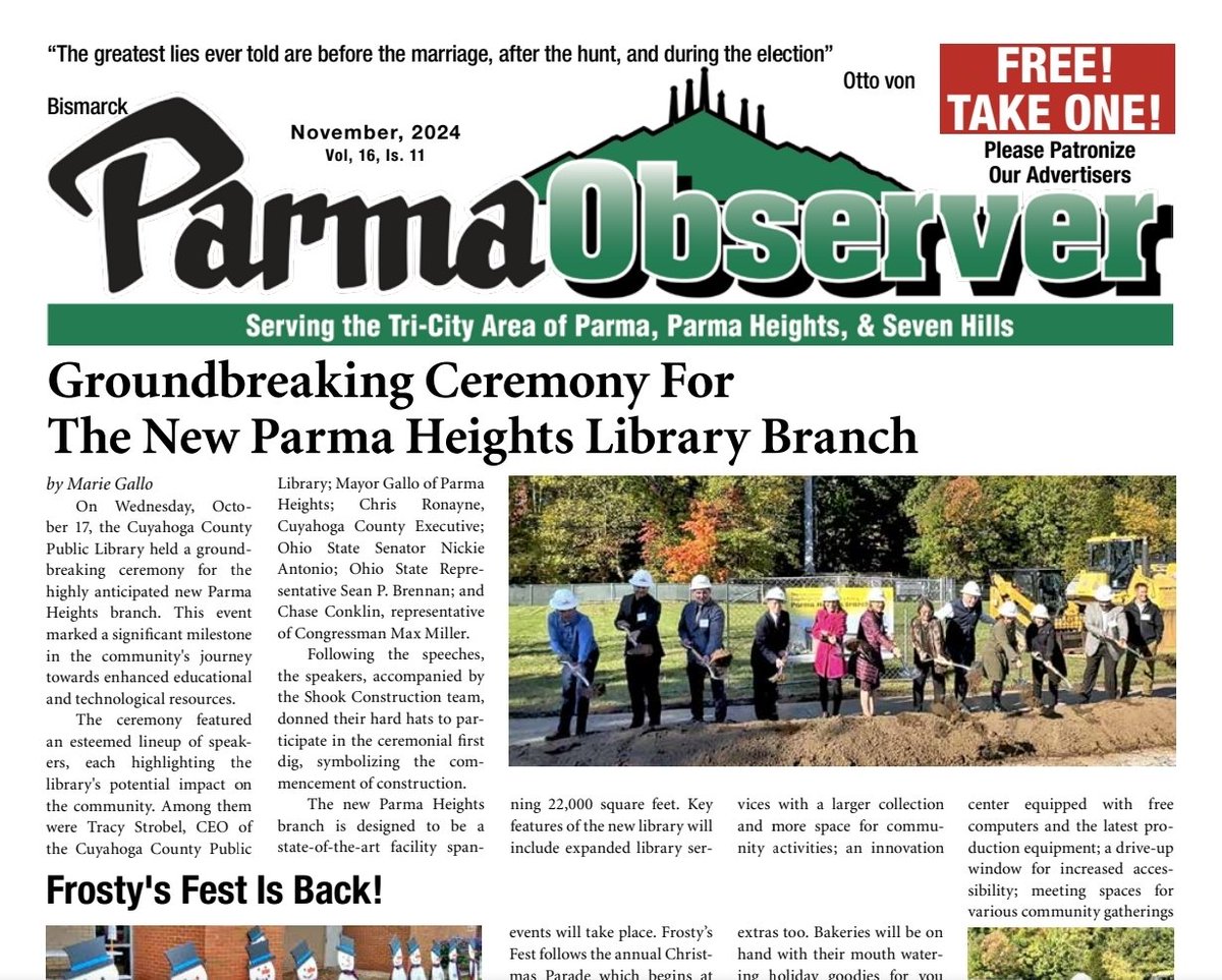 ParmaObserver's tweet image. NOW AVAILABLE: The November 2024 issue of the Parma Observer is out now and is available online! 🇺🇸🇺🇸🇺🇸 🗳 🇺🇸🇺🇸🇺🇸 

media.parmaobserver.com/issue_pdfs/Par…