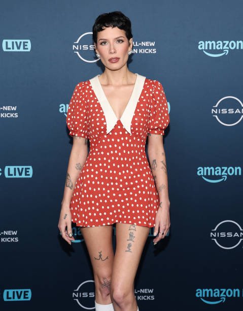 HalseyOnStats's tweet photo. Halsey on the red carpet before her Halloween show yesterday in Los Angeles. https://t.co/JVmJrzCRWS