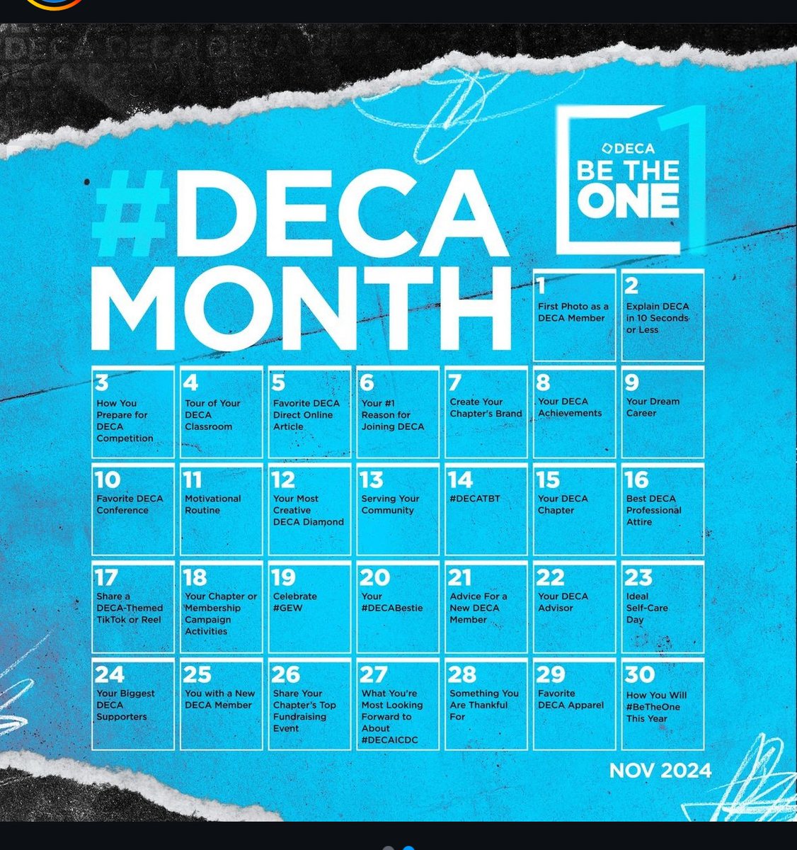 NMDECA's tweet image. Happy DECA month! Keep up with the days and tag us to share! #IAMNMCTSO #DECAMonth #NMDECASoarsAbove