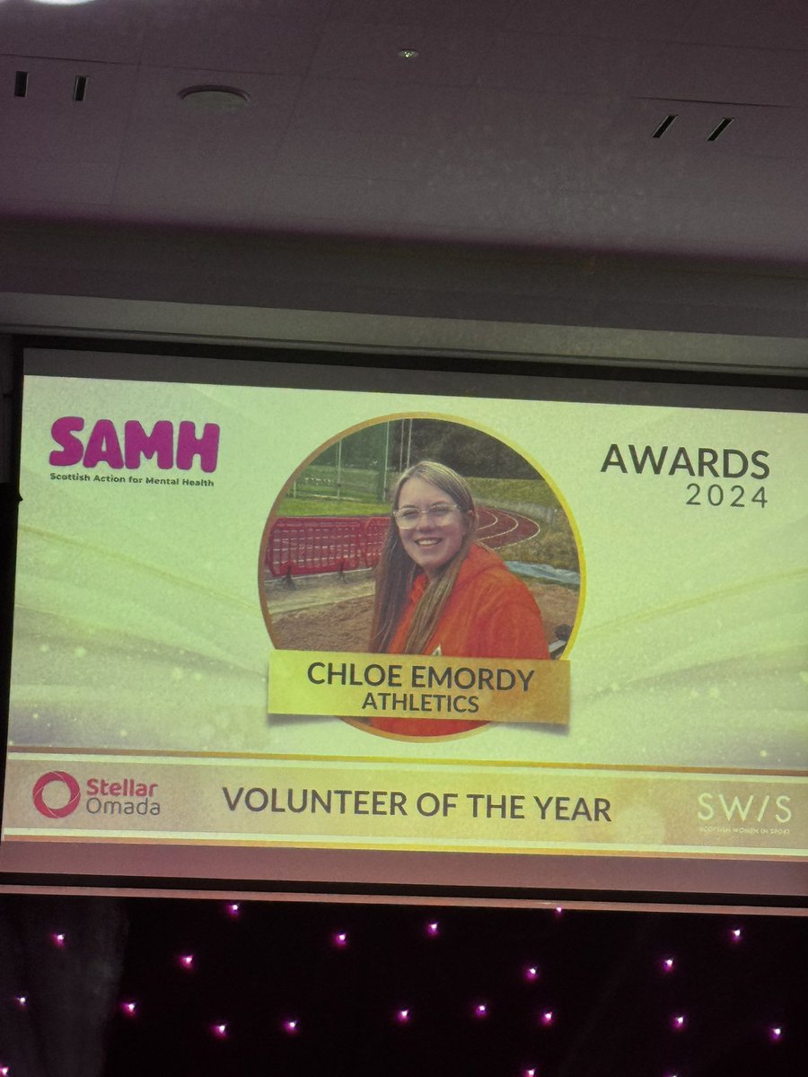 Congratulations to Chloe, the well deserved winner of the <a href="/SAMHtweets/">SAMH</a> Volunteer of the Year at tonight’s <a href="/ScotWomenSport/">Scottish Women In Sport</a> Awards 2024. Showcasing the amazing talent and contributions women are making in sport from across Scotland.