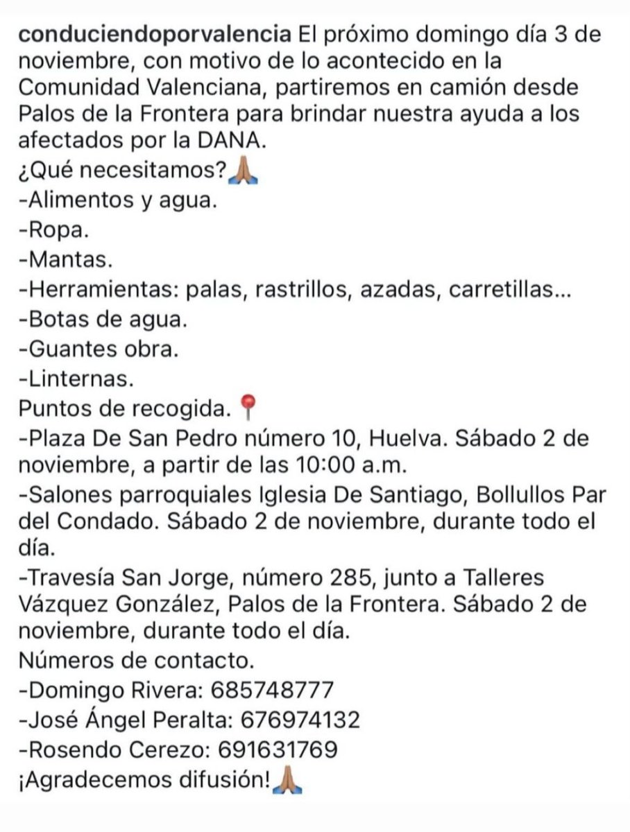Meteohuelva's tweet photo. Tres jóvenes de Palos de la Frontera se unen para brindar su ayuda a los afectados por la DANA en Valencia. https://t.co/RX1BFVzBEN