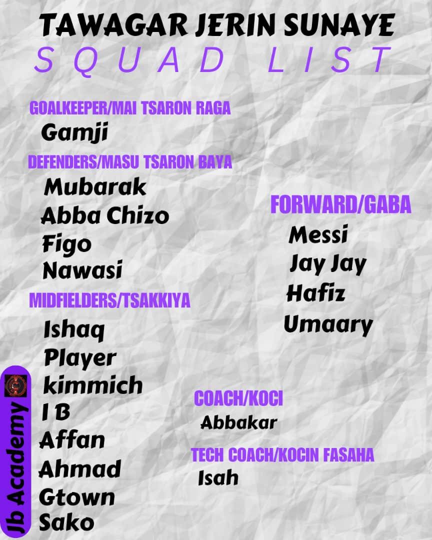 jbacademyfc's tweet photo. 📋✅ Our squad for the match!  
🆚 New Edition 
#jbacademyfc https://t.co/Y6W1t7iHCn
