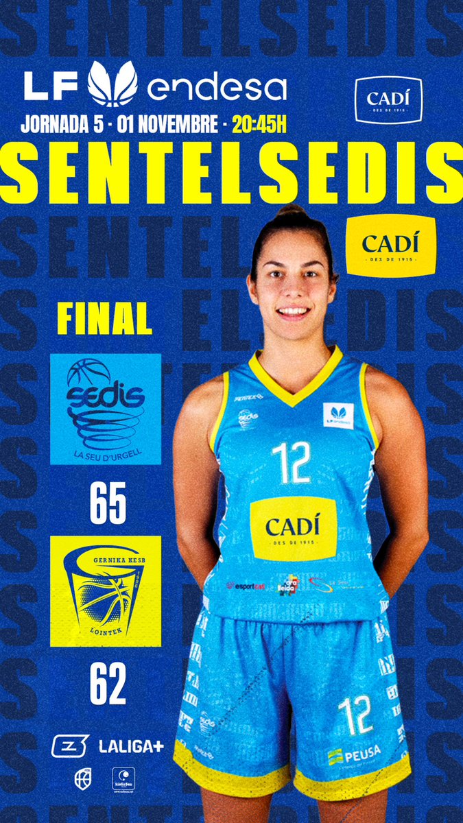 AE Sedis Bàsquet (@sedisbasquet) on Twitter photo 🔵⚪ J5 #LFEndesa I FINAL
🟦⬜️ <a href="/sedisbasquet/">AE Sedis Bàsquet</a> 65
🟥⬜️ <a href="/GKesb/">Lointek Gernika Bizkaia</a> 62
📍 Palau d’Esports, La Seu d’Urgell
📺 <a href="/esport3/">Esport3</a> <a href="/LaLigaPlus/">LALIGA+</a> <a href="/RadioSeu/">RàdioSeu</a> canalfeb.tv
Som-hi!!! 💙🤍
#sentelsedis 🏔🏀 🔵⚪ J5 #LFEndesa I FINAL
🟦⬜️ <a href="/sedisbasquet/">AE Sedis Bàsquet</a> 65
🟥⬜️ <a href="/GKesb/">Lointek Gernika Bizkaia</a> 62
📍 Palau d’Esports, La Seu d’Urgell
📺 <a href="/esport3/">Esport3</a> <a href="/LaLigaPlus/">LALIGA+</a> <a href="/RadioSeu/">RàdioSeu</a> canalfeb.tv
Som-hi!!! 💙🤍
#sentelsedis 🏔🏀