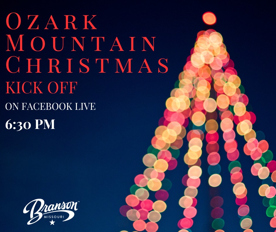 It’s almost time! Join us FACEBOOK LIVE at 6:30pm TONIGHT for the Ozark Mountain Christmas Kick-off as we light up Branson’s community tree from the Branson Ferris Wheel and officially welcome the holiday season. Grab a cozy spot to tune in for the festive glow and holiday cheer!
