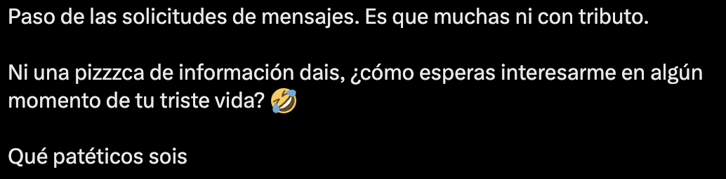 adiccioncero's tweet photo. @Nanacat_89 Probablemente esa sea parte del problema, acuden en medio de un calentón y se dejan llevar. Tambien  es verdad que muchas cuentas reales, no contestan sin un tributo y otras ya se burlan directamente tributes o no. https://t.co/P6n52DOICt