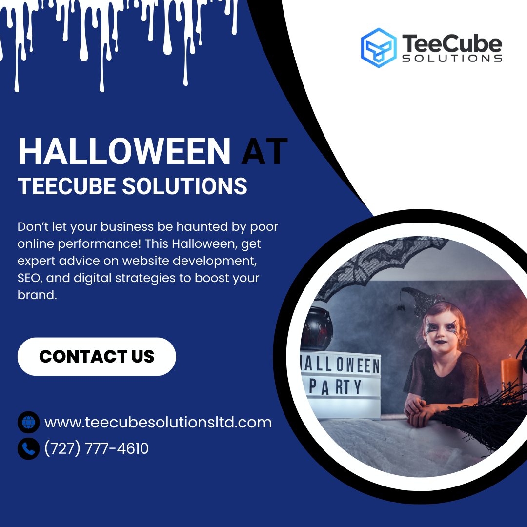 TcubeeSolutions's tweet photo. No tricks, just digital treats! This Halloween, leave scary online performance behind with expert help. Inbox Us or Call at: (727) 777-4610 or visit https://t.co/FOzbIUKtco
#halloweenmarketing #digitalsolutions #websitedevelopment https://t.co/HNA3GT7gvA