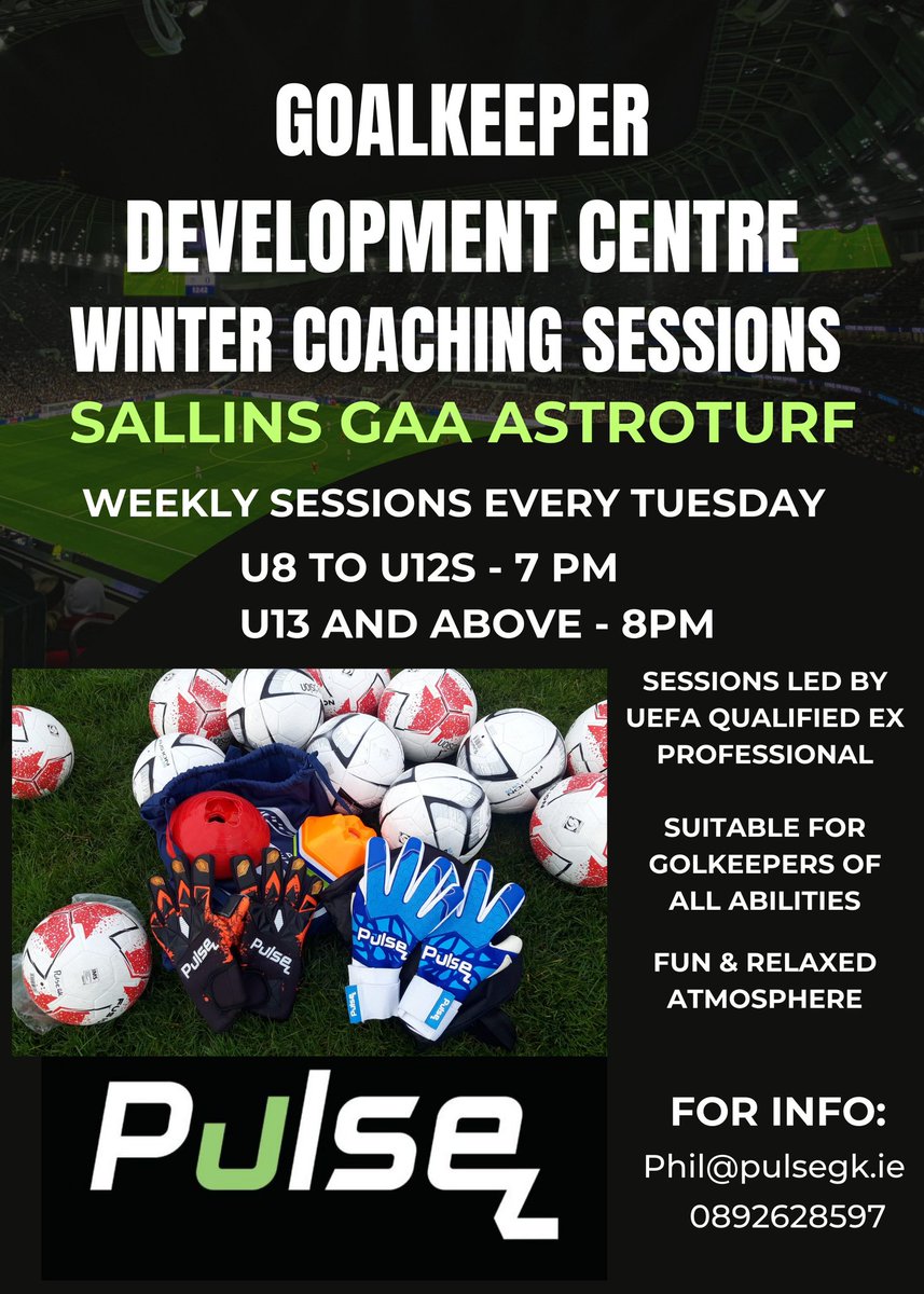 ⚽️☆ Extra Sessions Added ☆⚽️
Due to phenomenal demand we have added extra coaches and extra sessions to our Weekly Goalkeeping development centre.
This is a continuous program running Tuesdays and is perfect for GKs me.&amp; female of all ages, abilities
