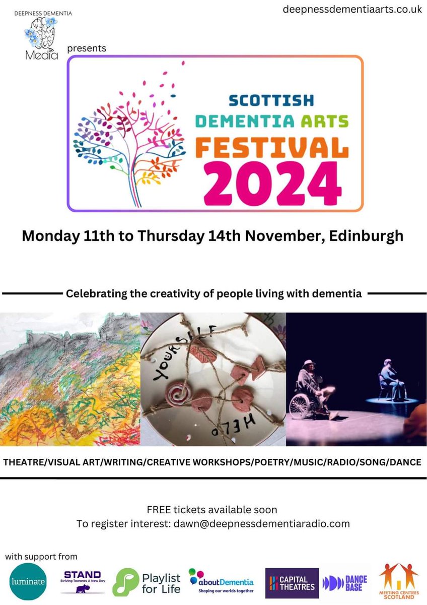 🎉 The <a href="/Deepnessdement1/">Deepness Dementia Media</a> Scottish Dementia Arts Festival returns to Edinburgh 11-14 Nov! Experience 4 days of inspiring work by artists living with dementia. Supported by <a href="/Ideas_Fund/">Ideas Fund</a> &amp; Science Ceilidh. 🌟 FREE tickets!

Explore the full programme &amp; book: assemblyroxy.com/whats-on/198-s…