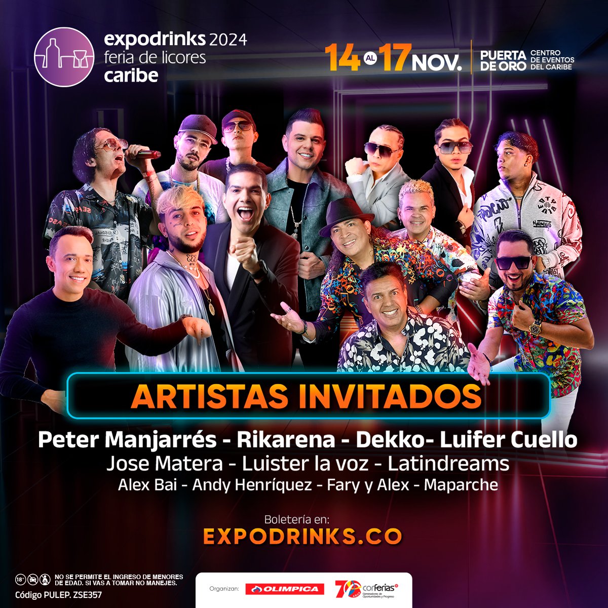 CorferiasCaribe's tweet photo. 🥳🎉 La nómina de #Expodrinks 2024 está completa 🥃🎶
Prográmate, disfruta y gózate los 4 días de la feria de licores más importante de la región con @soydekko @rikarenaoficial @latindreamsoficial @josemateraoficial @alexbaioficial @luifercuello @andyhenriquezmusic @luisterlavoz @petermanjarres @faryyalex @elmaparche
⏰ Del 14 al 17 de noviembre
📍 En @puertadeorobaq
✅🎟️Conoce toda la información del evento y adquiere tus entradas en https://t.co/doty6xTxFq
#expodrinks2024 #buenbeber #brindemospor #planesbarranquilla #eventosbarranquilla #barranquilla #licores
