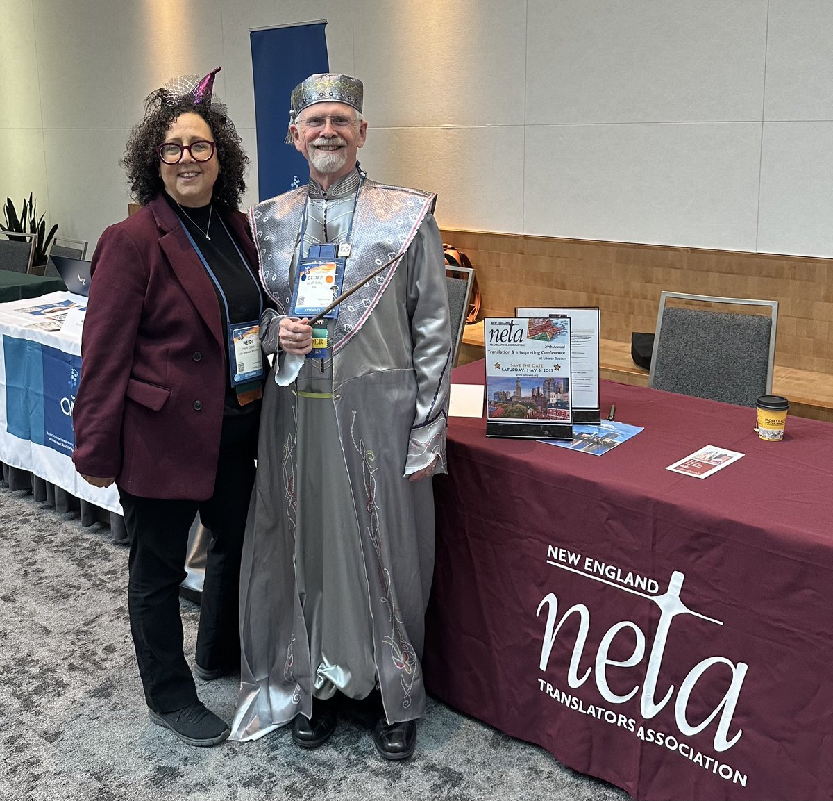 eSpLanguage's tweet image. Prof. Dumbledore visited the NETA table at #ATA65. Magic is going on with the Word Wizzard. And he might come next year to Boston? @NETAtrans #xlt #1nt