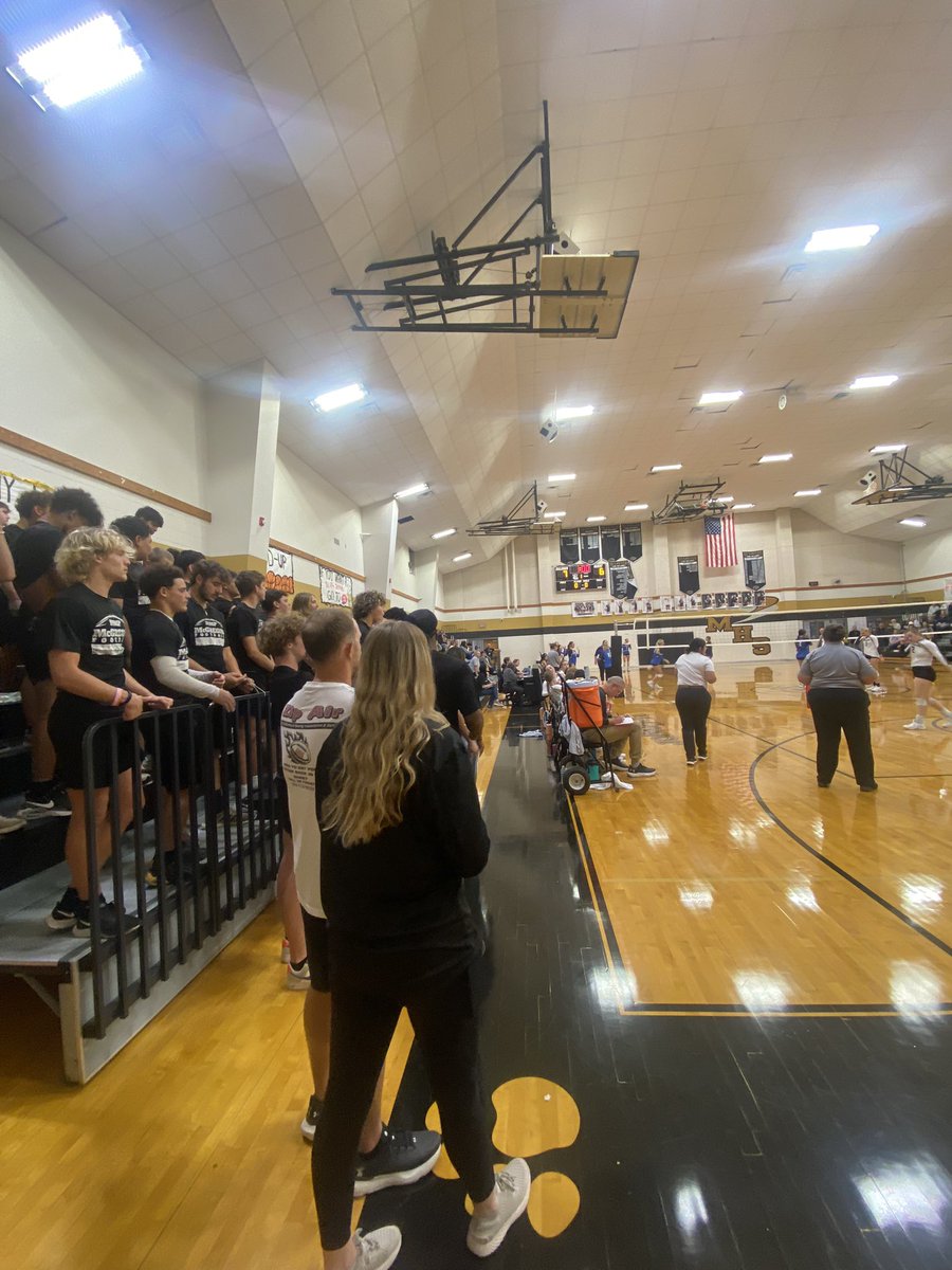 coachwschultz's tweet photo. Brought our boys over to the gym pregame to watch our girls VB take on Whitney in their play-in game. Let’s get after it! #MMP https://t.co/oxHa6SWDut