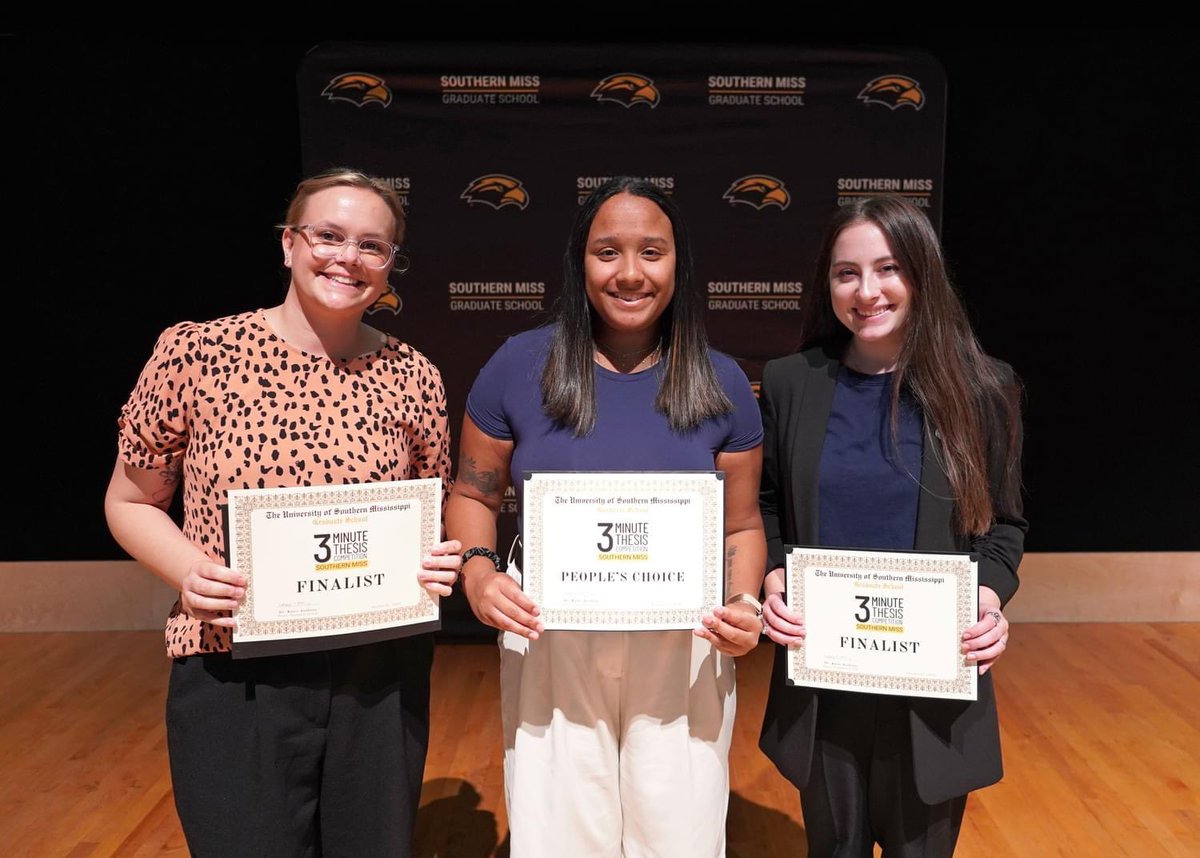USMSchoolPsych's tweet photo. Our very own Brittany Garza &amp; Claudia Abril-Ochoa competed in the 3MT Thesis competition at USM! Brittany advanced &amp; was a finalist! We are so proud of Brittany &amp; Claudia for participating in a fast paced competition presenting their theses! Congrats &amp; SMTTT!💛🖤 #usmschoolpsych https://t.co/MG1F5SSoIc