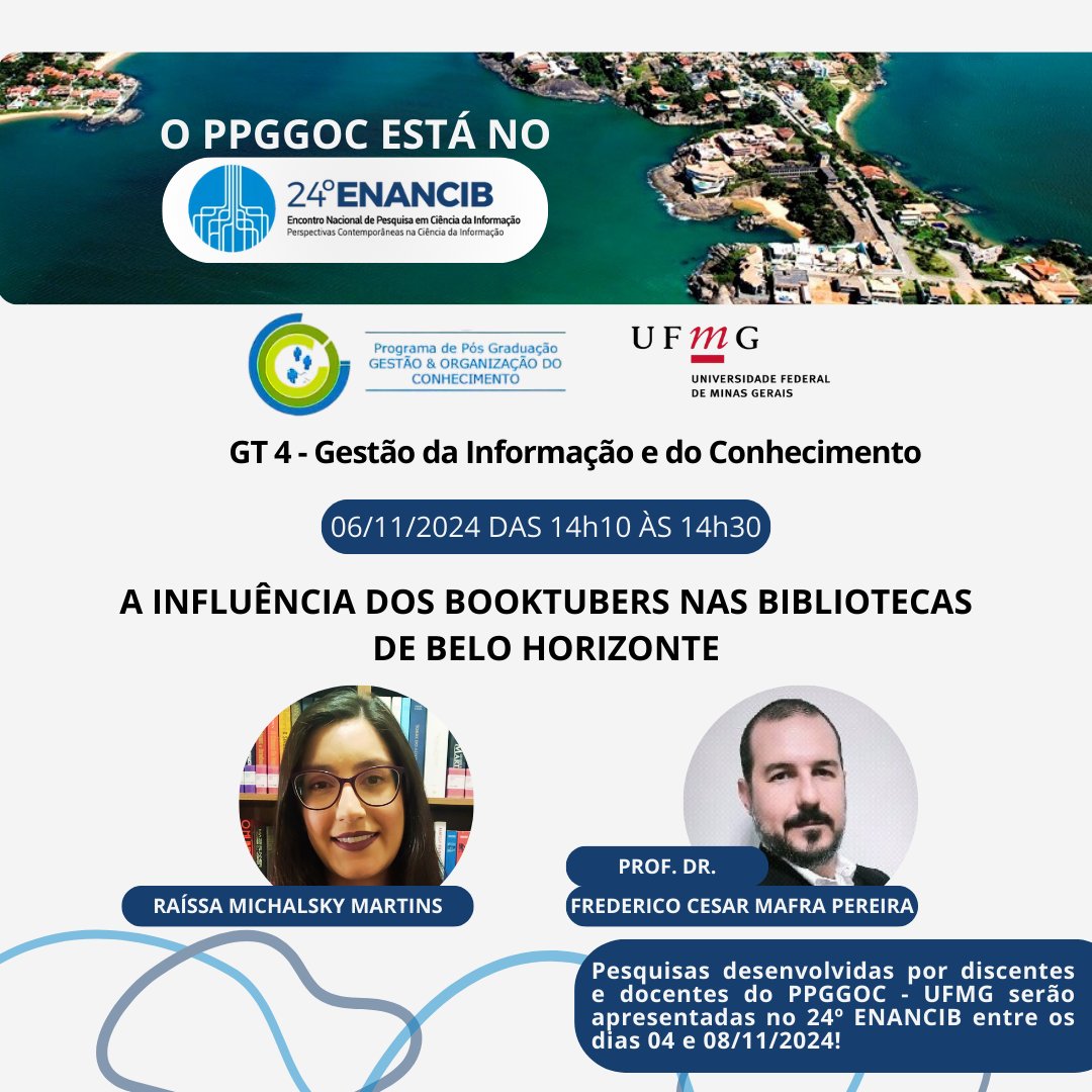 Os docentes e discentes do PPGGOC UFMG estarão no XXIV Encontro Nacional de Pesquisa em Ciência da Informação (ENANCIB), em Vitória-ES (04 e 08 de novembro), apresentando os resultados de suas pesquisas. Site: ancib.org/sites/enancib2…
<a href="/enancib2024/">enancib2024</a>