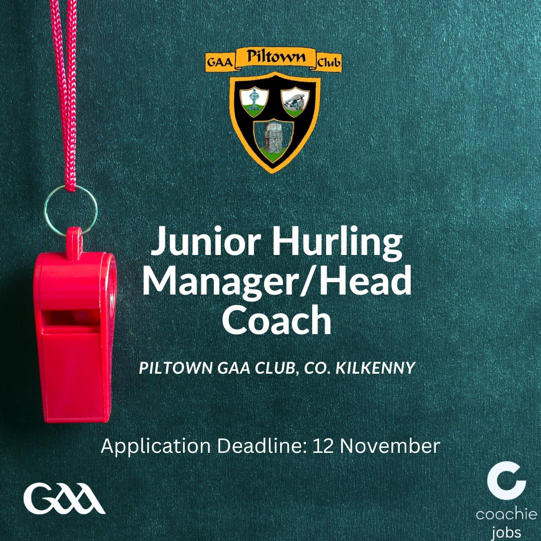 Hurling Vacancy in <a href="/KilkennyCLG/">Kilkenny GAA</a> with <a href="/GaaPiltown/">Piltown GAA Club</a>. 

Apply now at link below:

coachie.jobs/job/junior-hur…

#GAA #hurling #manager #coach