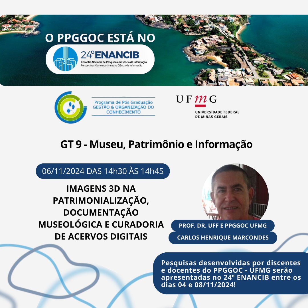 Os docentes e discentes do PPGGOC UFMG estarão no XXIV Encontro Nacional de Pesquisa em Ciência da Informação (ENANCIB), em Vitória-ES (04 e 08 de novembro), apresentando os resultados de suas pesquisas. Site: ancib.org/sites/enancib2…
<a href="/enancib2024/">enancib2024</a>