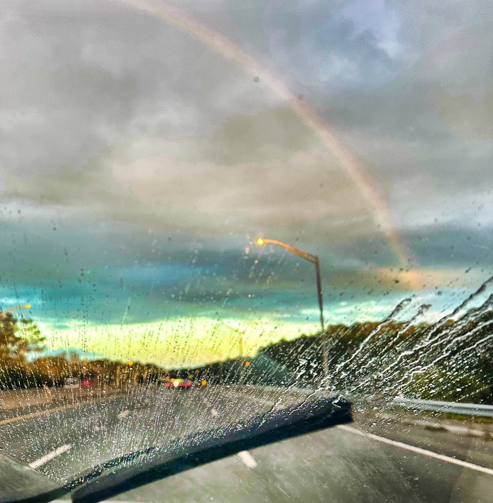 A rainbow over JTB in honor of #georgiaflorida weekend (and for once I wasn't driving so I could take a picture)! #ilovejax #battleofthesunsets