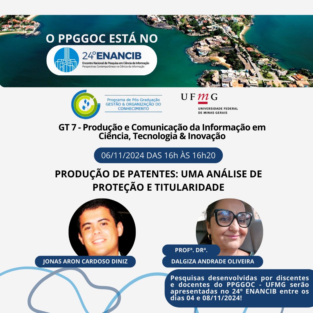Os docentes e discentes do PPGGOC UFMG estarão no XXIV Encontro Nacional de Pesquisa em Ciência da Informação (ENANCIB), em Vitória-ES (04 e 08 de novembro), apresentando os resultados de suas pesquisas. Site: ancib.org/sites/enancib2…
<a href="/enancib2024/">enancib2024</a>