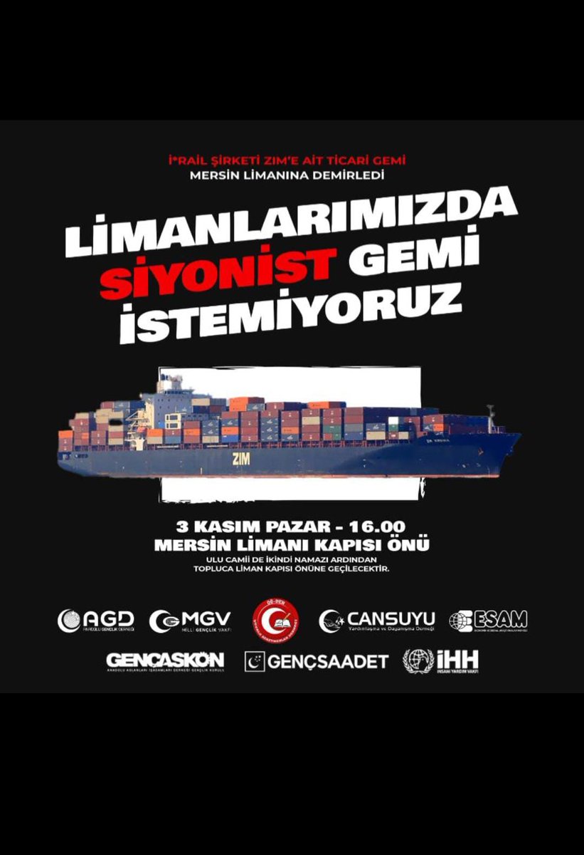 Gazze için ne yapabilirim diye soran herkesi limana bekliyoruz. 
Gelin düşmanı limanlarımızdan kovalım...