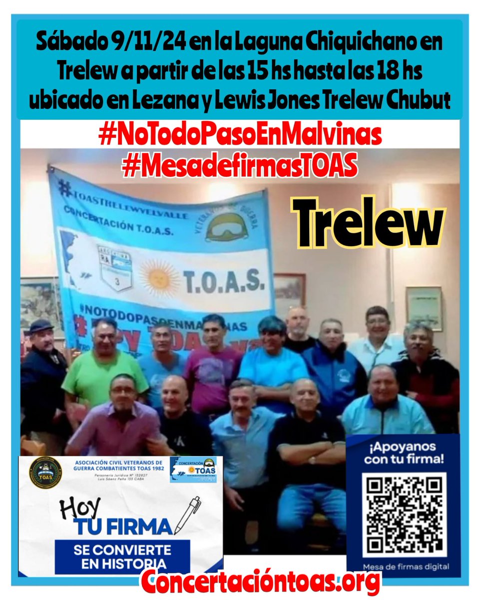 Próximo #DiaTOAS 9 de noviembre 
Sumate ! #NoTodoPasoEnMalvinas
<a href="/JMilei/">Javier Milei</a> <a href="/DiputadosAR/">Diputados Argentina</a> <a href="/SenadoArgentina/">Senado Argentina</a>