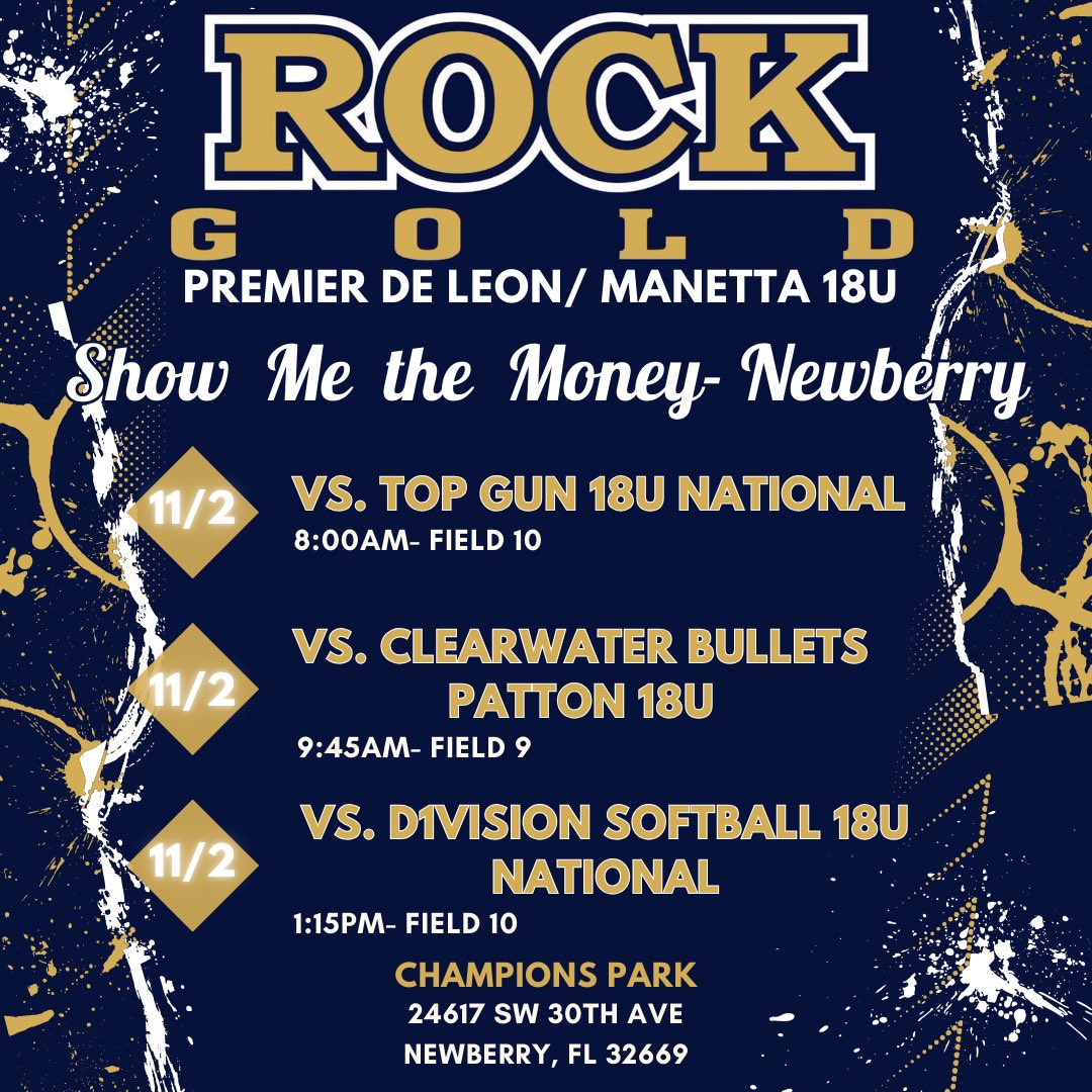 Schedule for this weekend! 😊😊

<a href="/RockGold_deLeon/">Rock Gold Premier- de Leon / Manetta</a>