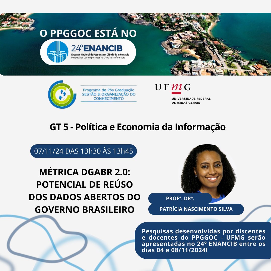 Os docentes e discentes do PPGGOC UFMG estarão no XXIV Encontro Nacional de Pesquisa em Ciência da Informação (ENANCIB), em Vitória-ES (04 e 08 de novembro), apresentando os resultados de suas pesquisas. Site: ancib.org/sites/enancib2…
<a href="/enancib2024/">enancib2024</a>