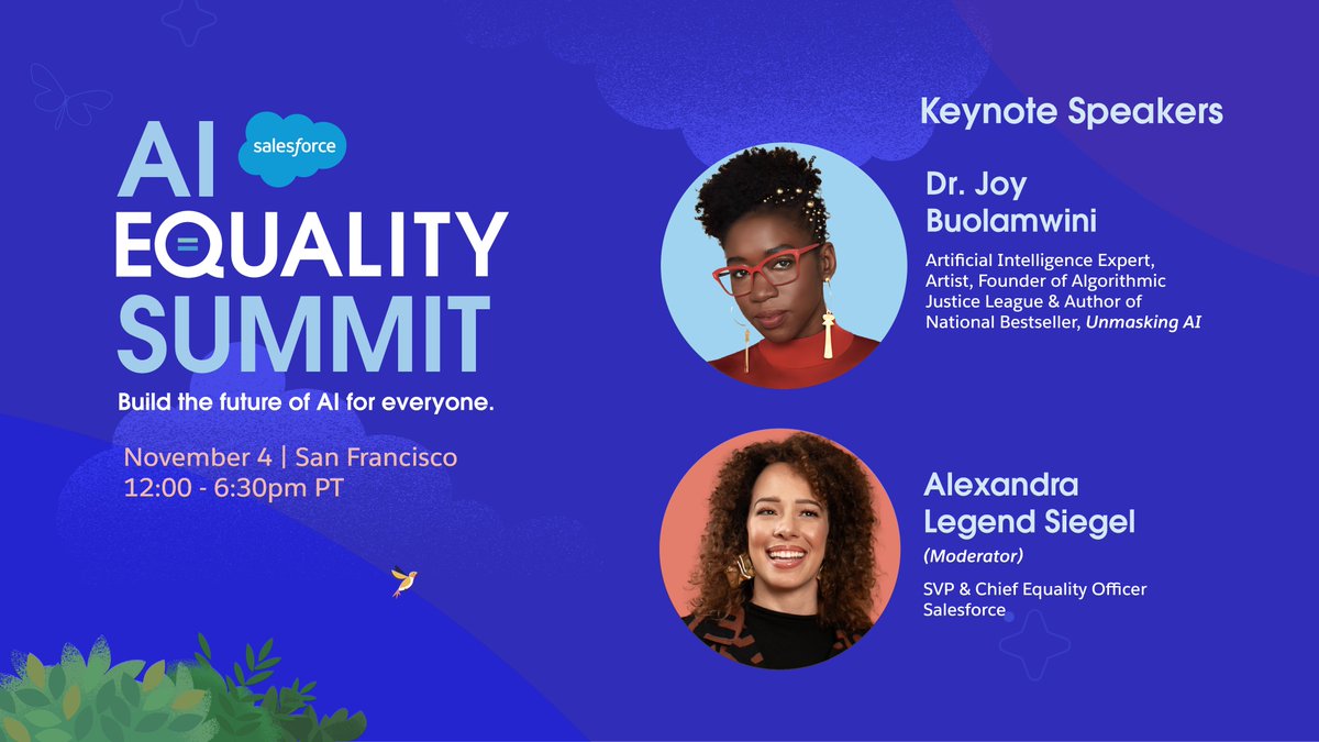 We're excited to announce Salesforce’s inaugural AI Equality Summit on Monday, November 4, hosted by the Office of Equality! This event is a fantastic opportunity to hear from C-suite executives, founders, and thought leaders on the intersection of AI and Equality.
