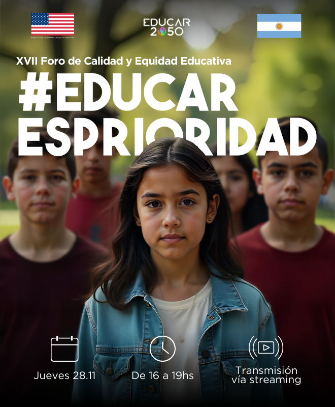 Educar2050's tweet photo. 📢
Llegó noviembre,  el mes de nuestro XVII Foro de Calidad y Equidad Educativa #EducarEsPrioridad, con el foco en  alfabetización y evaluación  y en el marco del proyecto “Puentes educativos entre Argentina y EE.UU: derechos humanos y diversidad en acción” de la @EmbajadaEEUUarg.

¡No te lo pierdas! 

📆Jueves 28/11
⏰De 16 a 19
💻transmisión vía streaming
Inscripciones:  https://t.co/1v2RghCi4M