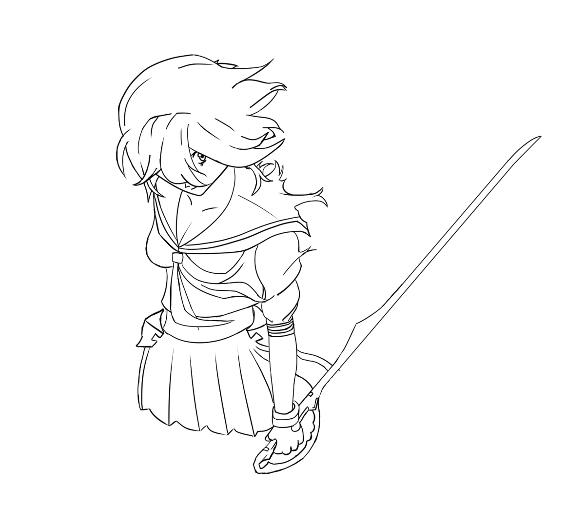 typeclint's tweet photo. WIP of that character from the show with the naked people and the school uniform power suits that's actually about breaking away from societal norms or something

Drawing this using a figure of Ryuko as reference https://t.co/SmDL5r80kh