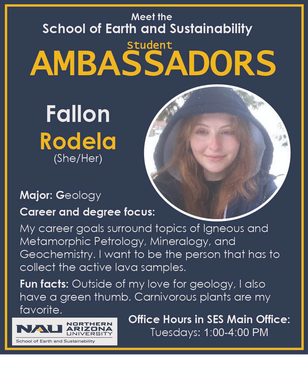 Meet our SES Ambassadors!  Our Ambassadors are leaders in our school to assist incoming and current students. They will also create additional ways for our community to connect and grow. Stop by their office hours in the SES Office, Ashurst A108, with any questions! (2)